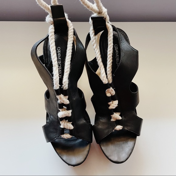 Nautical Inspired Leather Cut Out Wedge Sandal - Picture 4 of 8